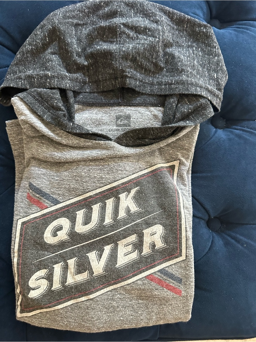 Quiksilver Gray Heather Tee with Black and Red Logo